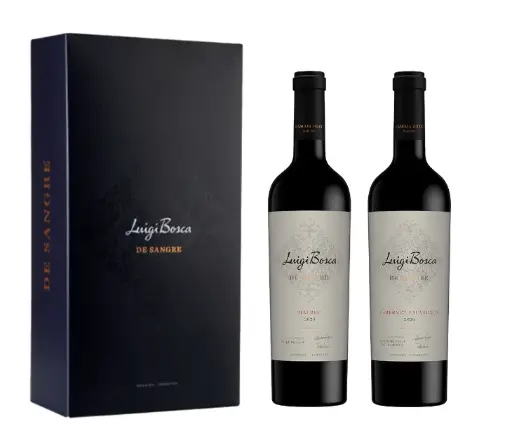 [3286] LUIGI BOSCA DE SANGRE MALBEC VALLE DE UCO 2021 Y CABERNET SAUVIGNON 2020 ESTUCHE 