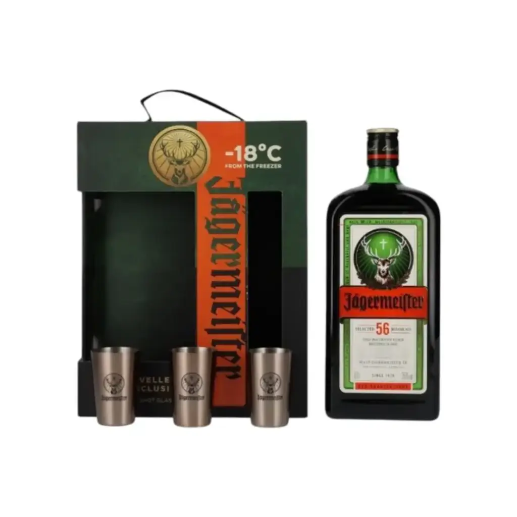 JAGERMEISTER 1LT + 3 SHOTS METALICOS ESTUCHE