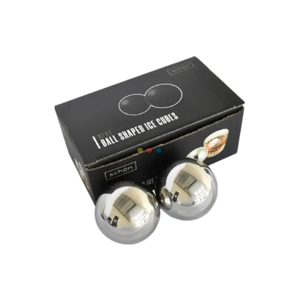 SET DE 2 HIELOS ACERO FORMA BOLA EN CAJA