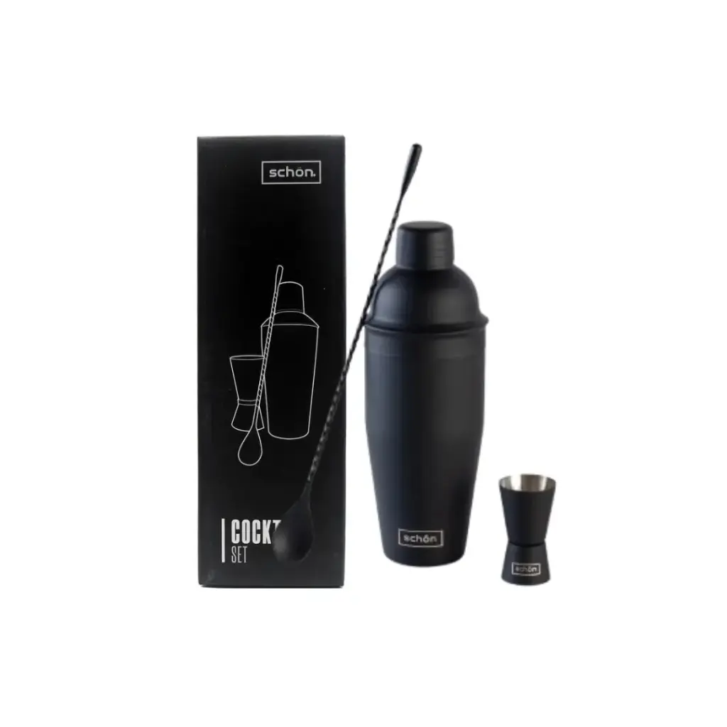 SET DE COCTELERIA 3 ELEMENTOS NEGRO MATTE SCHON